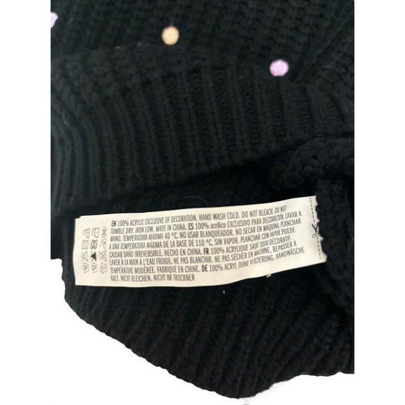 English Factory Black Pastel Embroidered Polka Dot Sweater Sz Small - Picture 6 of 6
